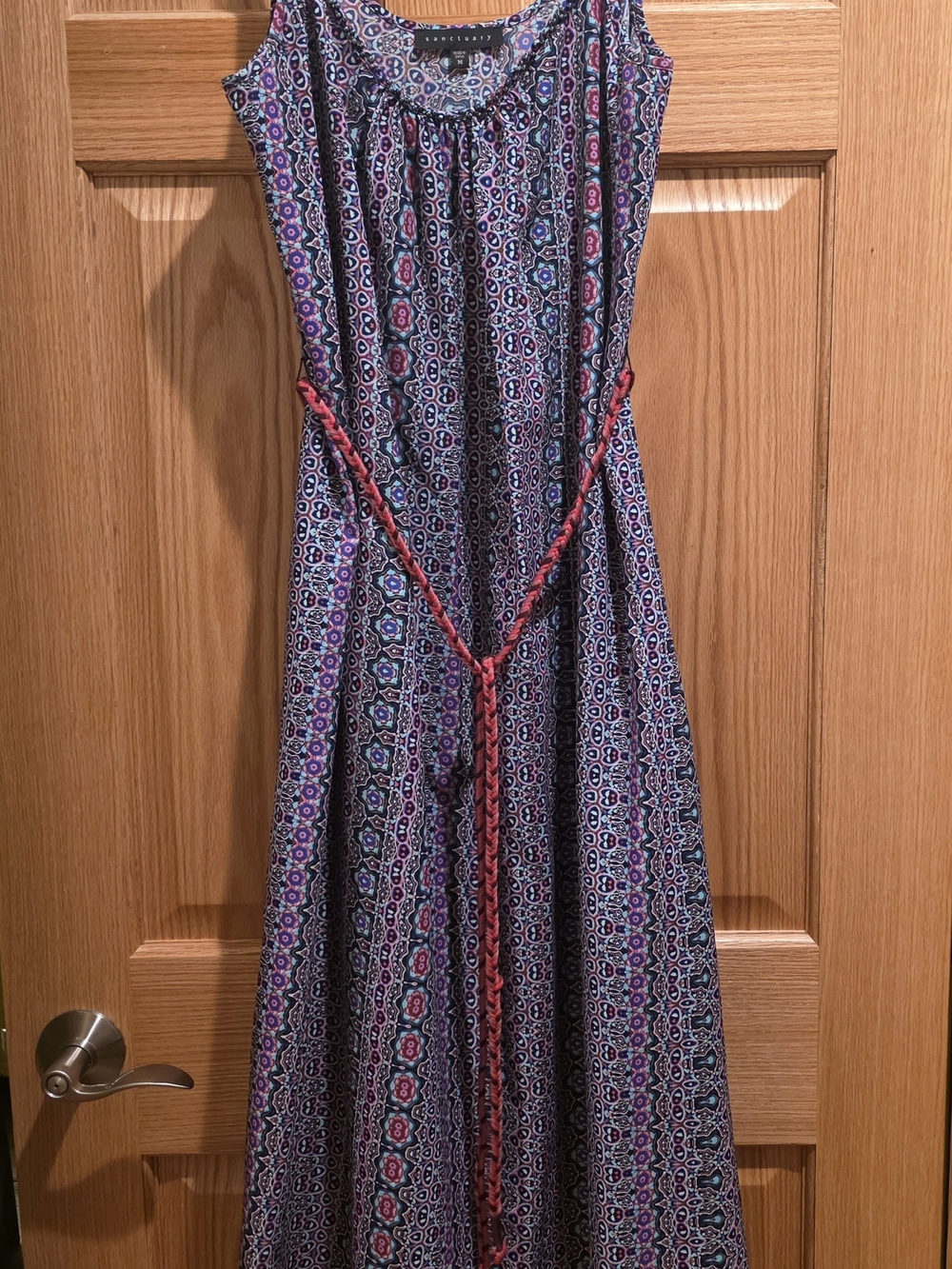 Sanctuary Beaded Multicolor Paisley Maxi Dress - Blue, Teal, Pink